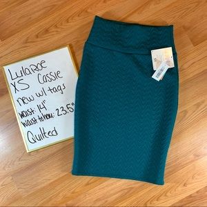 LuLaRoe XS Teal Quilted Cassie Skirt